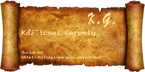 Kölcsei Gergely névjegykártya